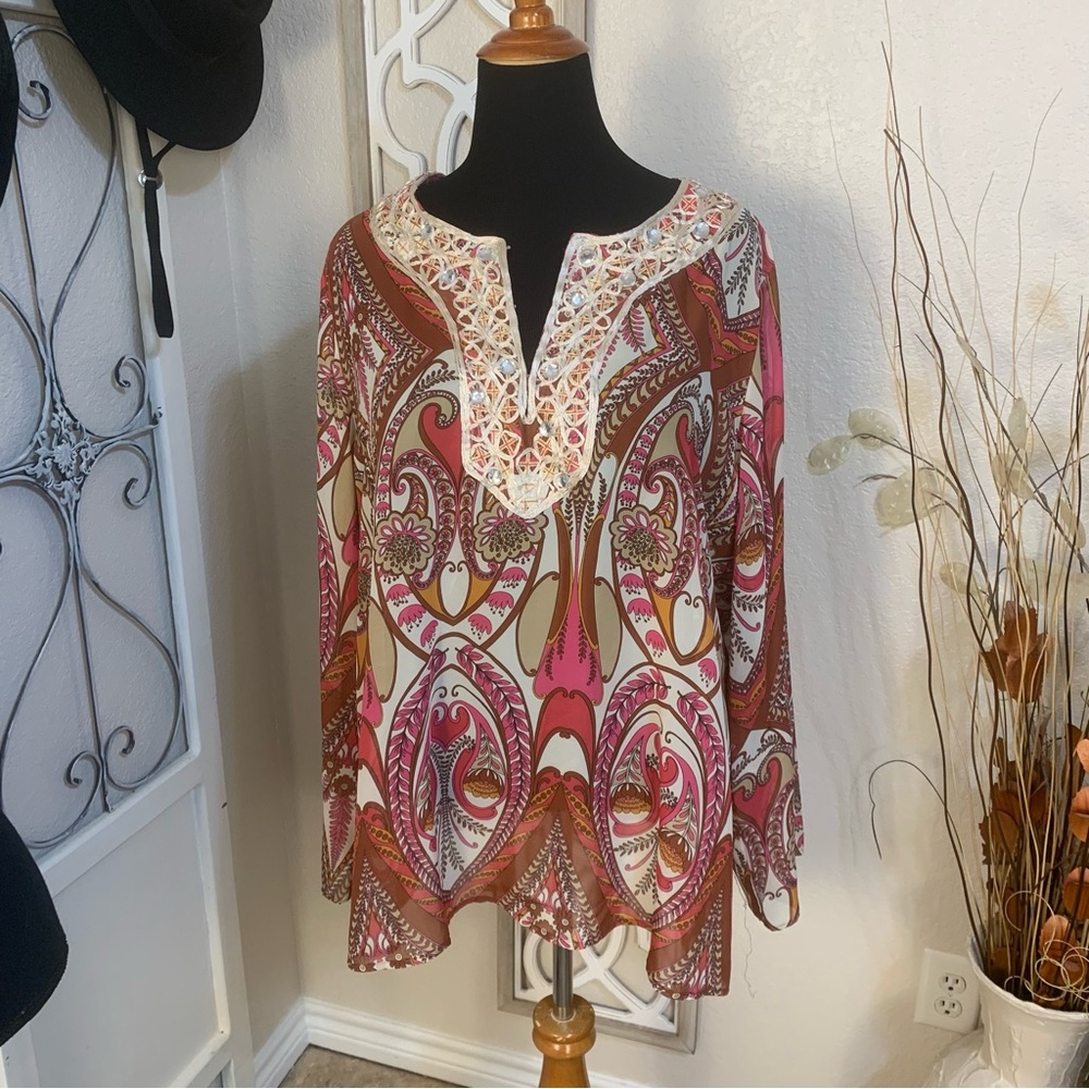 Lane Bryant stand out colorful tunic top shirt blouse
